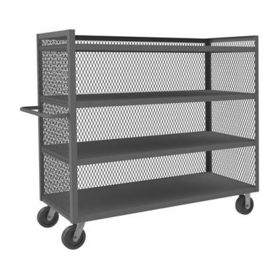 Durham MFG 3 Sided Mesh Truck, 24 in. x 60 in. x 56 in., 4 Shelves