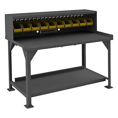 Durham MFG Heavy-Duty Workbench with Back/End Stops and Riser, 30 in. x 60 in. x 58 in.