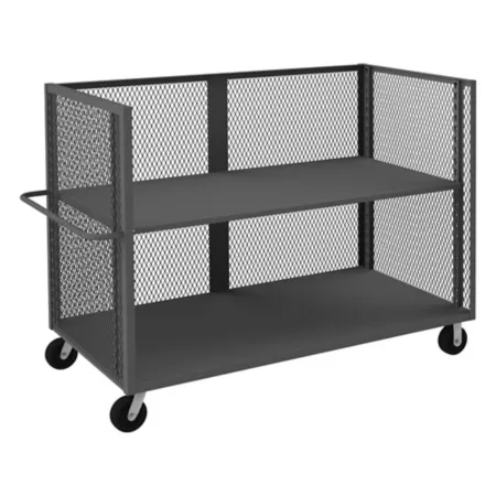 Durham MFG 3-Sided Mesh Truck 2 000 lb Capacity 36 in x 72 in 1 Adjustable Shelf Platform Trucks