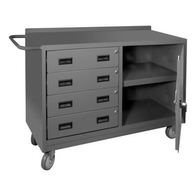 Durham MFG Mobile Bench Cabinet, 4 Drawer, 1 Shelf