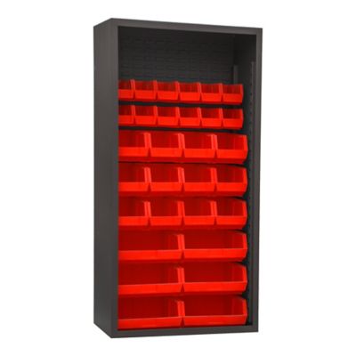 Durham MFG Enclosed Shelving, 30 Red Bins