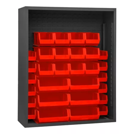 Durham MFG Closed Shelves 48 in x 18 in x 60 in 30 Red Bins Bin Organizers