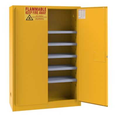 Durham MFG 18 in. x 65 in. 60 gal. Flammable Storage Cabinet with 2 Manual Doors and 5 Shelves, Yellow