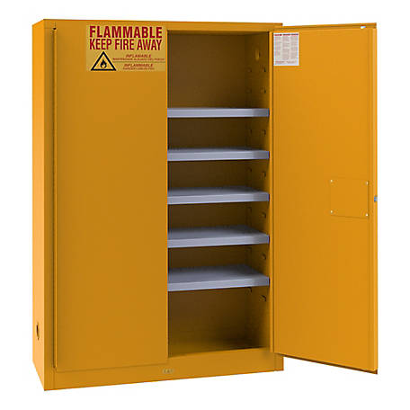 Durham MFG 60 gal. Flammable Storage Cabinet with 2 Manual Doors and 5 Shelves, Yellow