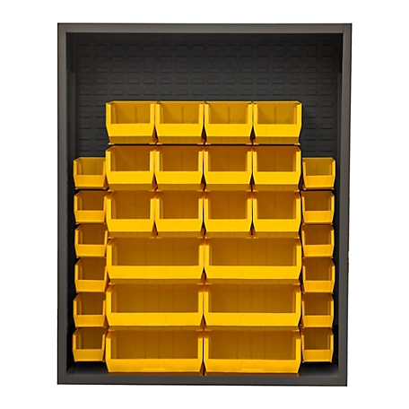Durham MFG Enclosed Shelving, 48 in. x 24 in. x 60 in., 30 Yellow Bins