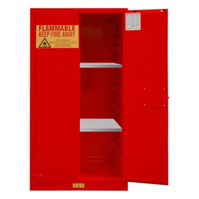 Image showing  34 in. x 65 in. 60 gal. Flammable Storage Cabinet with Manual Door, Red
