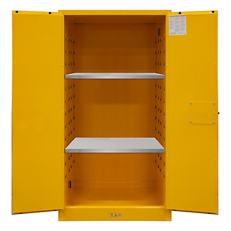 Durham MFG 60 gal. Flammable Safety Cabinet with Manual Door and 2 Shelves, Yellow