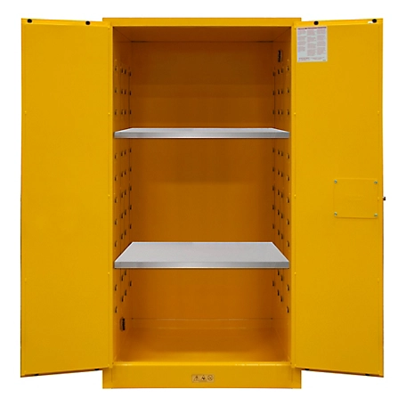 Durham MFG 60 gal. Flammable Safety Cabinet with Manual Door and 2 Shelves, Yellow