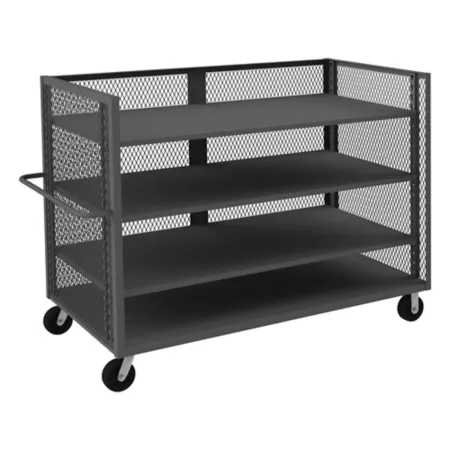 Durham MFG 3-Sided Mesh Truck 2 000 lb Capacity 36 in x 72 in 3 Adjustable Shelves Platform Trucks