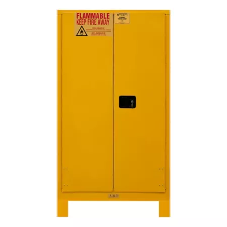 Durham MFG 60 gal Safety cabinet for flammable paint and ink with 2 doors and manual feet yellow Freestanding Garage Cabinets