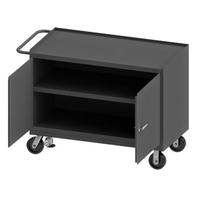 Durham MFG Mobile Bench Cabinet, 48 in. x 24 in., Steel Top, 2 Shelves, 2 Doors