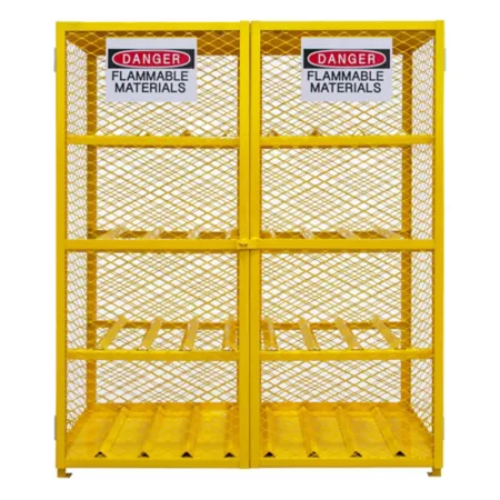 Durham MFG Horizontal Gas Cylinder Storage Cabinet 16 Capacity Self Closing Storage Bins