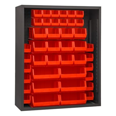 Durham MFG Enclosed Shelving, 42 Red Bins