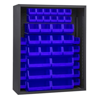 Durham MFG Enclosed Shelving, 42 Blue Bins