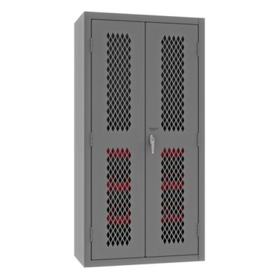 Image showing  14 Gauge Ventilated Cabinet, 36 in. x 18 in. x 72 in., 15 Red Bins