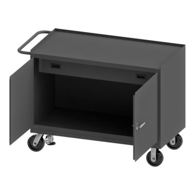 Durham MFG Mobile Bench Cabinet, 48 in. x 24 in., Steel Top, 1 Shelf, 2 Doors