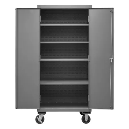 Durham MFG 16 Gauge Steel Mobile Shelf Cabinet 4 Shelves Freestanding Garage Cabinets