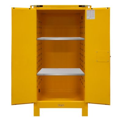 Image showing  34 in. x 72 in. 60 gal. Flammable Safety Cabinet with 2 Self-Closing Doors and Legs, Yellow