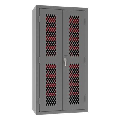 Image showing  14 Gauge Ventilated Cabinet, 36 in. x 18 in. x 72 in., 45 Red Bins