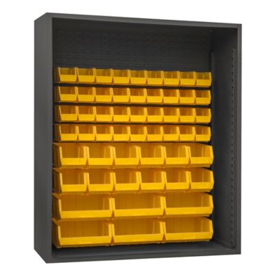 Durham MFG Enclosed Shelving, 60 in. x 24 in. x 72 in., 54 Yellow Bins