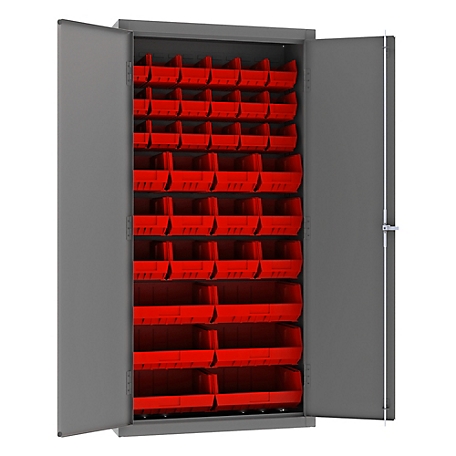 Durham MFG 14 Gauge Steel Bin Cabinet, 36 Red Bins