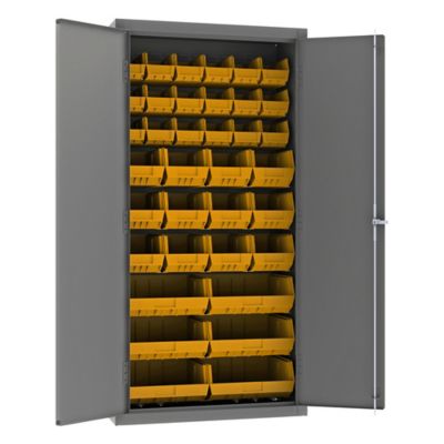 Durham MFG 14 Gauge Steel Bin Cabinet, 36 Yellow Bins