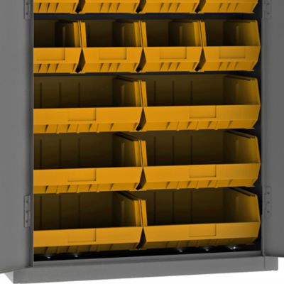 Image showing  36-Bin Steel Cabinet, 36 in. x 18 in. x 72 in., Yellow/Gray