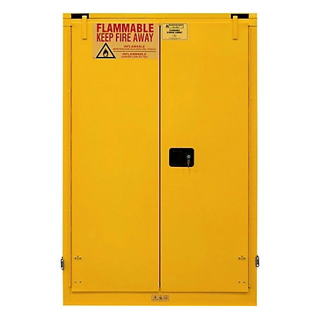 Durham MFG 90 gal. Flammable Safety Cabinet with Self-Closing Door and 2 Shelves, Yellow