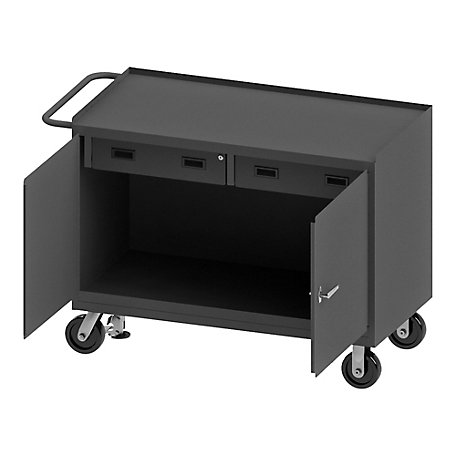 Durham MFG Mobile Bench Cabinet, 36 in. x 48 in., Steel Top, 2 Drawer, 2 Doors