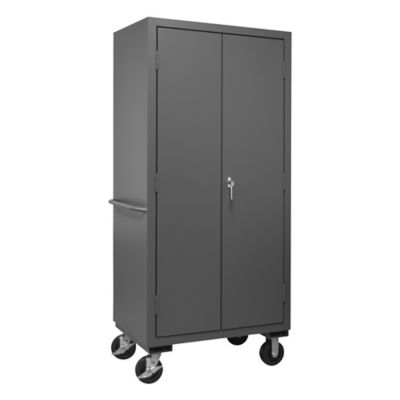 Image showing  12-Bin and 2-Shelf Mobile Steel Cabinet, 36 in. x 24 in. x 81 in., Red/Gray, 3501M-BLP-12-2S-1795
