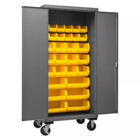 Durham MFG 14 Gauge Steel Mobile Trash Cabinet 30 Yellow Bins Bin Organizers