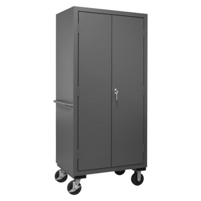 Image showing  30-Bin Mobile Steel Cabinet, 36 in. x 24 in. x 81 in., Yellow/Gray, 3501M-BLP-30-95