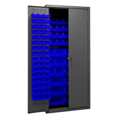 Durham MFG 16-Gauge Steel Bin Storage Cabinet, 138 Blue Bins