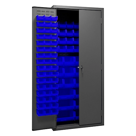 Durham MFG 16-Gauge Steel Bin Storage Cabinet, 138 Blue Bins