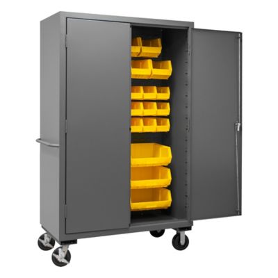 Image showing  42-Bin Mobile Steel Cabinet, 48 in. x 24 in. x 81 in., Yellow/Gray