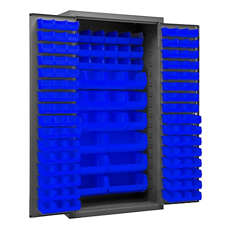 Durham MFG 14-Gauge Steel Bin Cabinet, 132 Blue Bins
