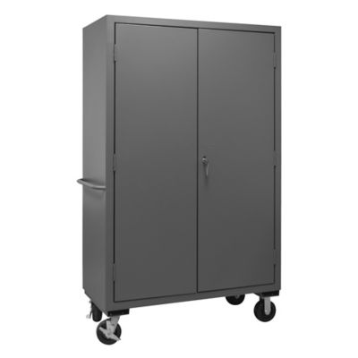 Image showing  18-Bin and 2-Shelf Mobile Steel Cabinet, 48 in. x 24 in. x 81 in., Yellow/Gray