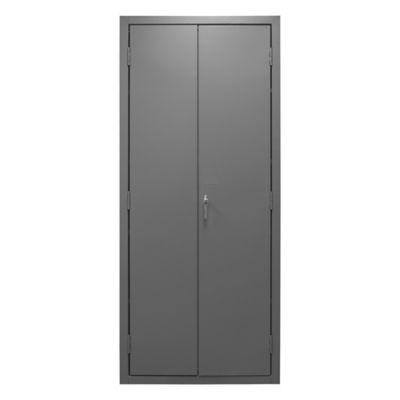 Image showing  156-Bin Steel Cabinet, 36 in. x 18 in. x 84 in., Red/Gray