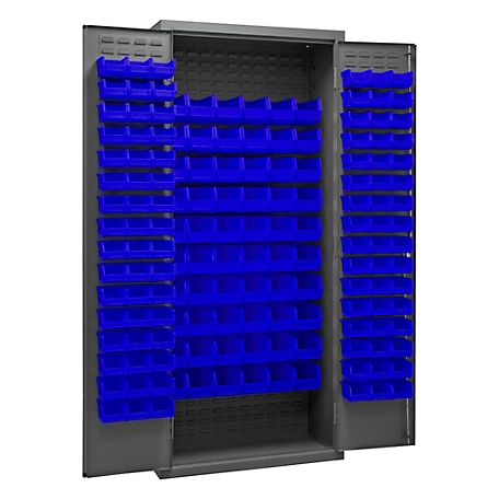 Durham MFG 14-Gauge Steel Bin Cabinet, 156 Blue Bins