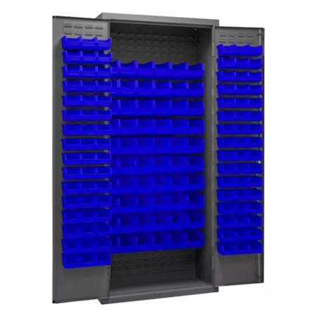 Durham MFG 14 Gauge Steel Bin Cabinet 156 Blue Bins Utility Carts