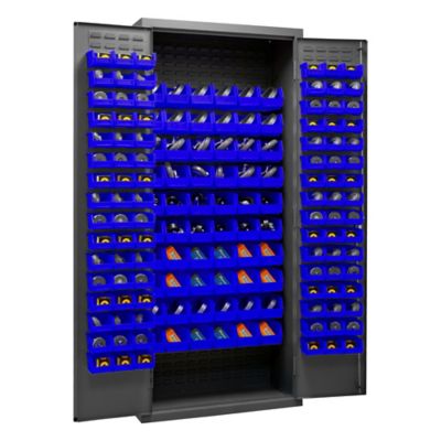 Image showing  14-Gauge Steel Bin Cabinet with 156 Blue Bins