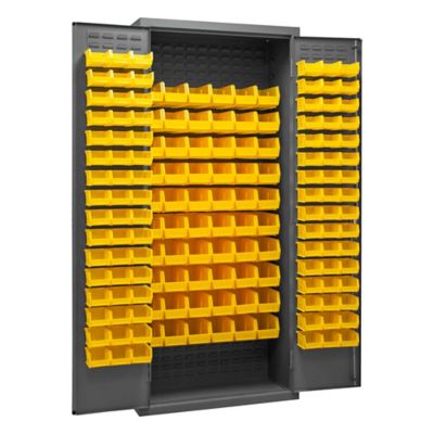 Durham MFG 14-Gauge Steel Bin Cabinet, 156 Yellow Bins