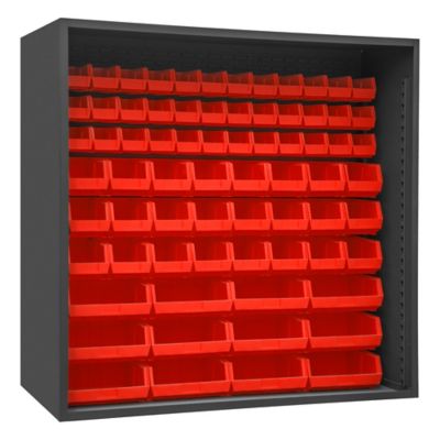 Durham MFG Enclosed Shelving, 72 Red Bins