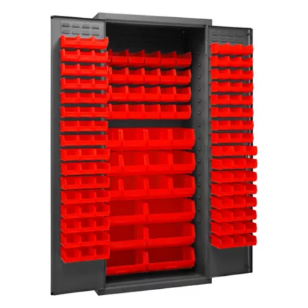 Durham MFG 14 Gauge Steel Bin Cabinet 138 Red Bins Bin Organizers