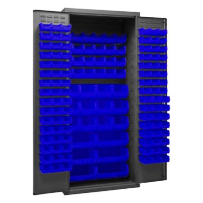 Durham MFG 14-Gauge Steel Bin Cabinet, 138 Blue Bins