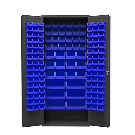 Durham MFG 14-Gauge Steel Bin Cabinet, 138 Blue Bins