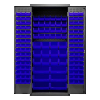 Image showing  14-Gauge Steel Bin Cabinet with 138 Blue Bins