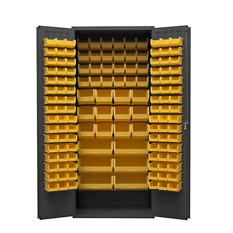 Durham MFG 14-Gauge Steel Bin Cabinet, 138 Yellow Bins