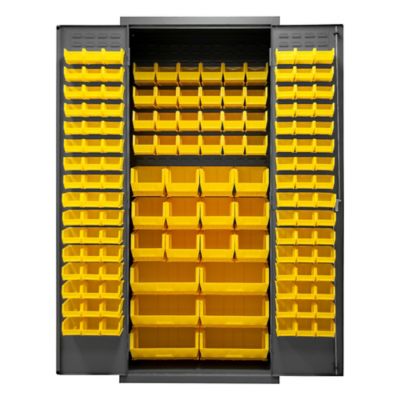 Image showing  138-Bin Steel Cabinet, 36 in. x 24 in. x 84 in., Yellow/Gray