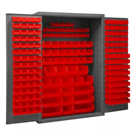 Durham MFG 14 Gauge Steel Bin Cabinet 186 Red Bins Storage Bins